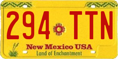 NM license plate 294TTN