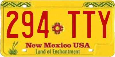 NM license plate 294TTY