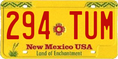 NM license plate 294TUM