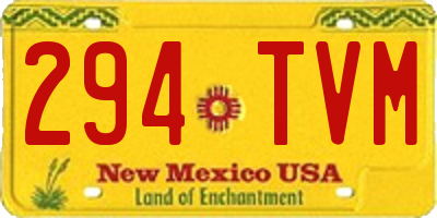 NM license plate 294TVM