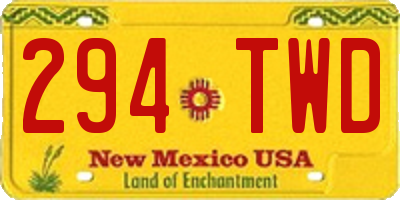 NM license plate 294TWD