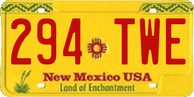 NM license plate 294TWE