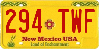 NM license plate 294TWF