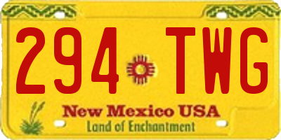 NM license plate 294TWG