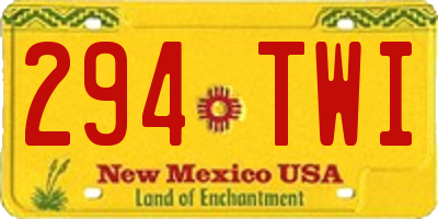 NM license plate 294TWI