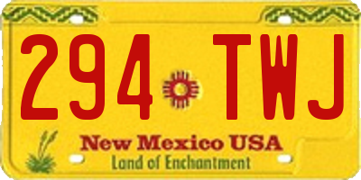 NM license plate 294TWJ