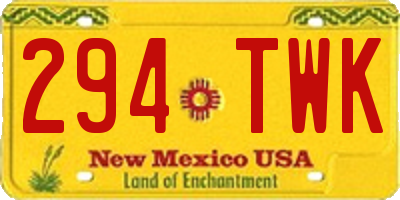 NM license plate 294TWK