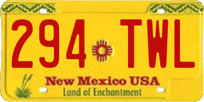 NM license plate 294TWL