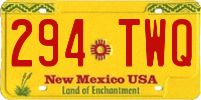 NM license plate 294TWQ
