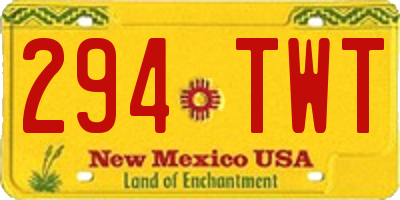 NM license plate 294TWT