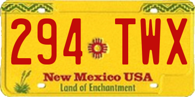 NM license plate 294TWX