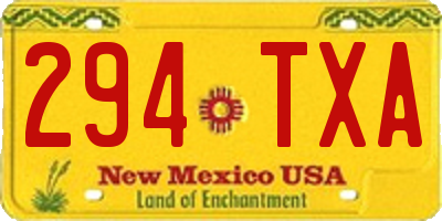 NM license plate 294TXA