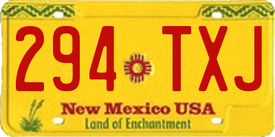 NM license plate 294TXJ
