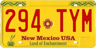 NM license plate 294TYM