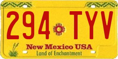 NM license plate 294TYV