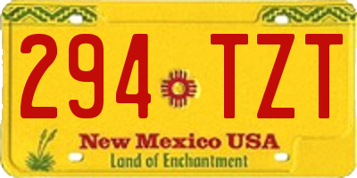 NM license plate 294TZT