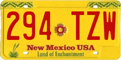 NM license plate 294TZW