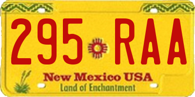 NM license plate 295RAA