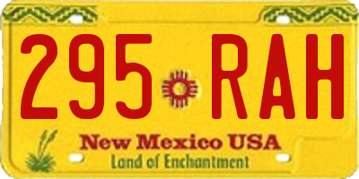 NM license plate 295RAH