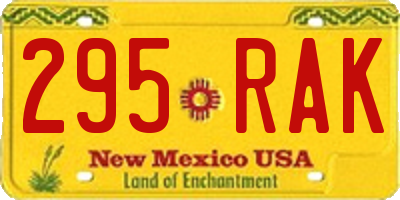 NM license plate 295RAK