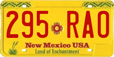 NM license plate 295RAO