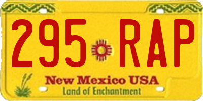 NM license plate 295RAP