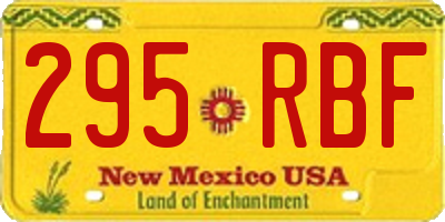 NM license plate 295RBF