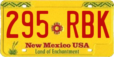 NM license plate 295RBK