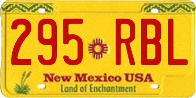 NM license plate 295RBL