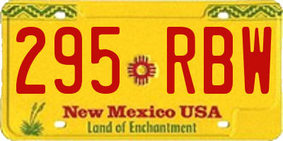 NM license plate 295RBW