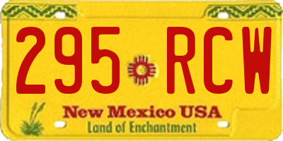 NM license plate 295RCW