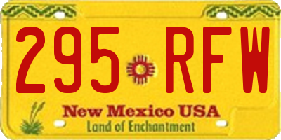 NM license plate 295RFW
