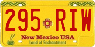 NM license plate 295RIW