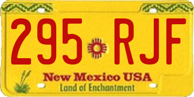 NM license plate 295RJF