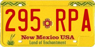 NM license plate 295RPA