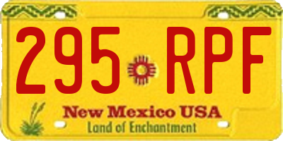 NM license plate 295RPF