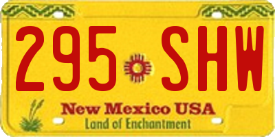 NM license plate 295SHW