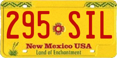 NM license plate 295SIL