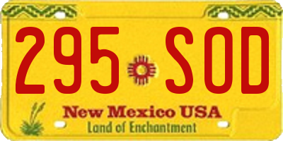 NM license plate 295SOD
