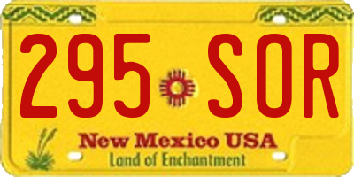 NM license plate 295SOR