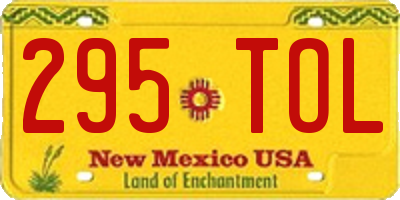 NM license plate 295TOL