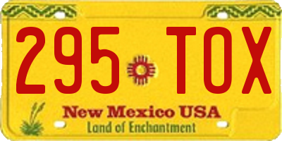 NM license plate 295TOX