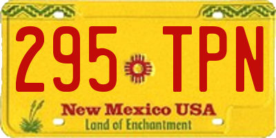 NM license plate 295TPN