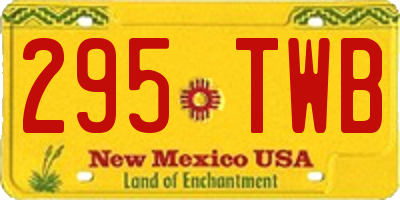 NM license plate 295TWB