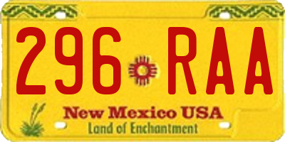 NM license plate 296RAA