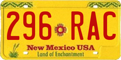 NM license plate 296RAC