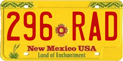 NM license plate 296RAD