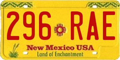 NM license plate 296RAE