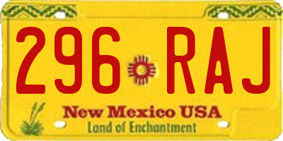 NM license plate 296RAJ