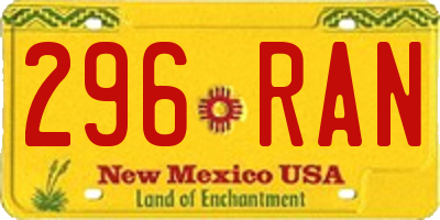 NM license plate 296RAN